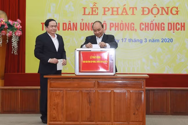 Ngày 17/3, Đoàn Chủ tịch Ủy ban Trung ương Mặt trận Tổ quốc Việt Nam đã phát động toàn dân ủng hộ phòng, chống dịch Covid-19. (Ảnh: mattran.org.vn)