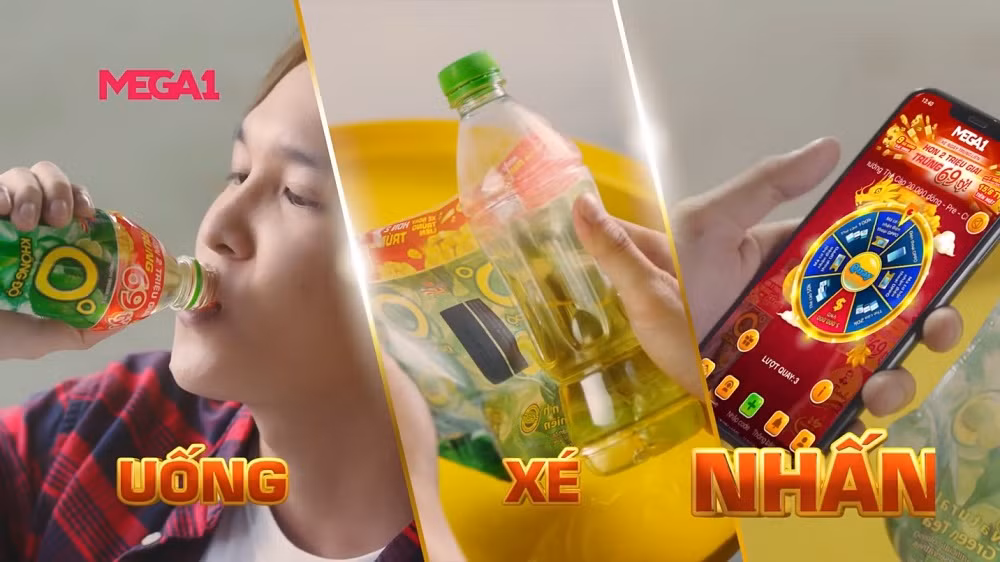 Chỉ cần thao tác uống, xé, nhấn là đã gần như trúng thưởng.