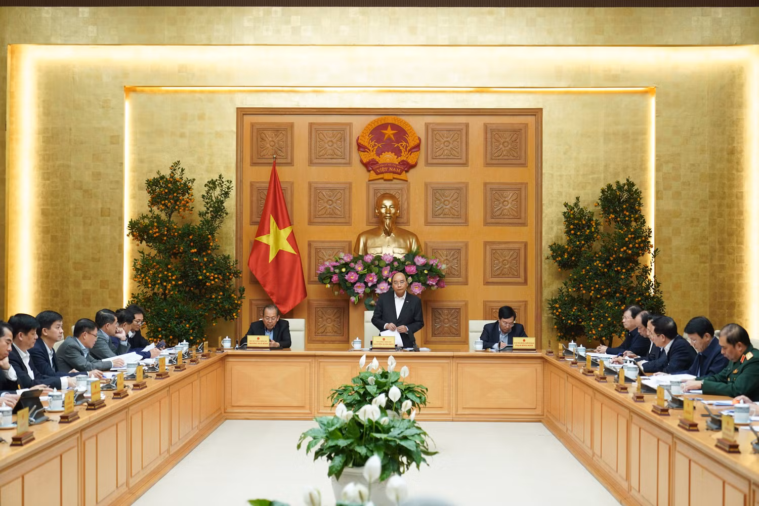 Thủ tướng Nguyễn Xuân Phúc phát biểu tại cuộc họp. (Ảnh: VGP/Quang Hiếu) Thủ tướng Nguyễn Xuân Phúc phát biểu tại cuộc họp. (Ảnh: VGP/Quang Hiếu)