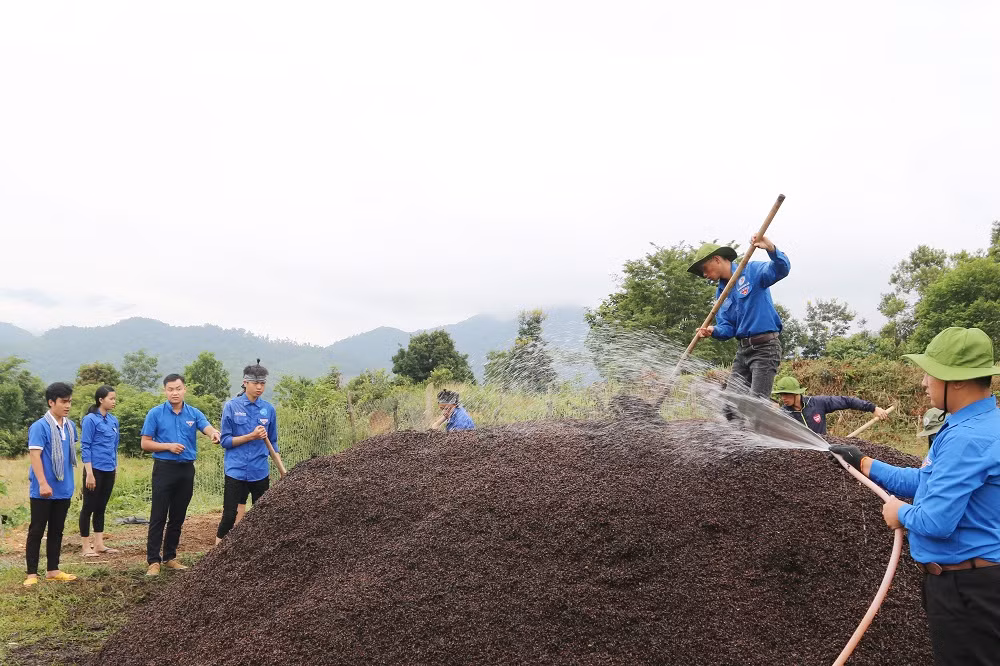Áp dụng công nghệ vào quy trình ủ phế phẩm vỏ cà phê thành phân bón. ảnh: NVCC. Áp dụng công nghệ vào quy trình ủ phế phẩm vỏ cà phê thành phân bón. ảnh: NVCC.