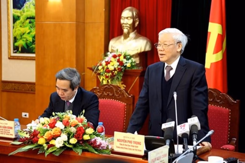 Tổng Bí thư Nguyễn Phú Trọng tại buổi làm việc với Ban Kinh tế Trung ương. ảnh: dangcongsan.vn Tổng Bí thư Nguyễn Phú Trọng tại buổi làm việc với Ban Kinh tế Trung ương. ảnh: dangcongsan.vn