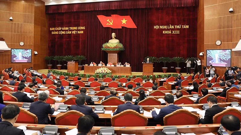 Toàn cảnh phiên khai mạc Hội nghị Trung ương 8 khóa XIII. (Ảnh: TTXVN)