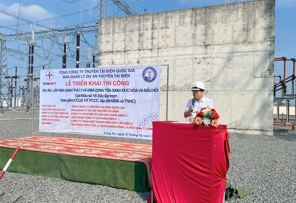 Ông Lê Tuấn Anh - Phó Giám đốc NPTPMB phát biểu tại buổi triển khai thi công.