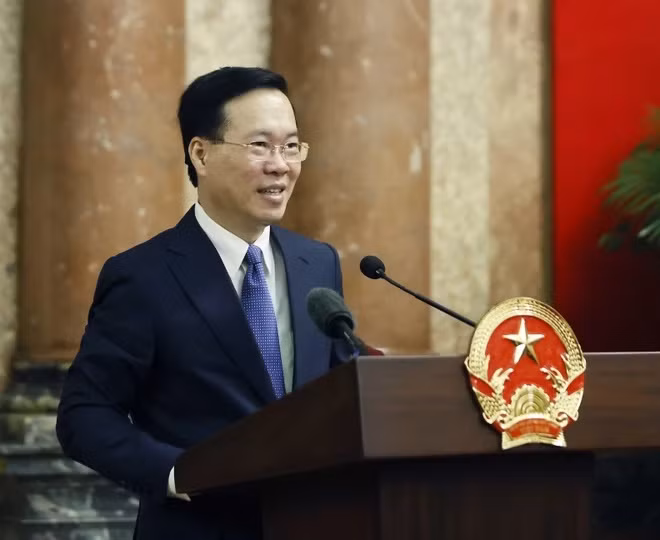 Chủ tịch nước Võ Văn Thưởng phát biểu. (Ảnh: Thống Nhất/TTXVN) Chủ tịch nước Võ Văn Thưởng phát biểu. (Ảnh: Thống Nhất/TTXVN)