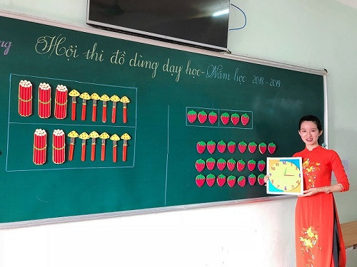 Hình ảnh những đồ dùng học tập được các thầy cô tự làm trông có vẻ đơn giản nhưng thật kỳ diệu (Ảnh: tác giả cung cấp).