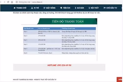 Thông tin về dự án, giá bán được công khai tại website: vibex.vn.