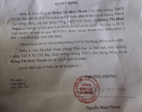 Hiệu trưởng Trường trung học cơ sở Tân Hưng Đông có làm việc tùy hứng?
