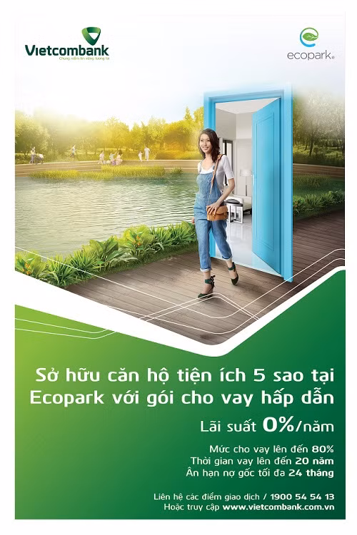 Khách hàng vay mua căn hộ Cảnh Hồ thuộc Khu đô thị Ecopark tại Vietcombank sẽ được ưu đãi lãi suất hấp dẫn chỉ từ 0%/năm. Khách hàng vay mua căn hộ Cảnh Hồ thuộc Khu đô thị Ecopark tại Vietcombank sẽ được ưu đãi lãi suất hấp dẫn chỉ từ 0%/năm.