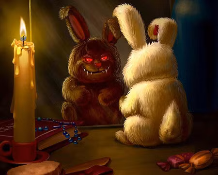Dưới ngọn nến cháy bập bùng Soi gương bỗng thấy kẻ khùng nhe răng Dưới ngọn nến cháy bập bùng Soi gương bỗng thấy kẻ khùng nhe răng