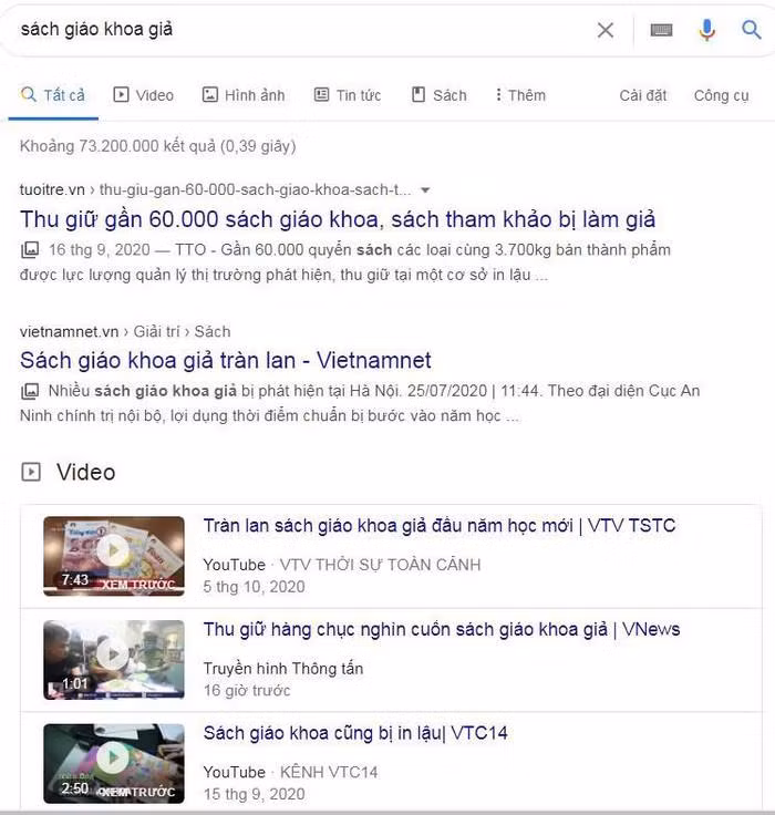 Ảnh chụp màn hình kết quả tìm kiếm trên Google.