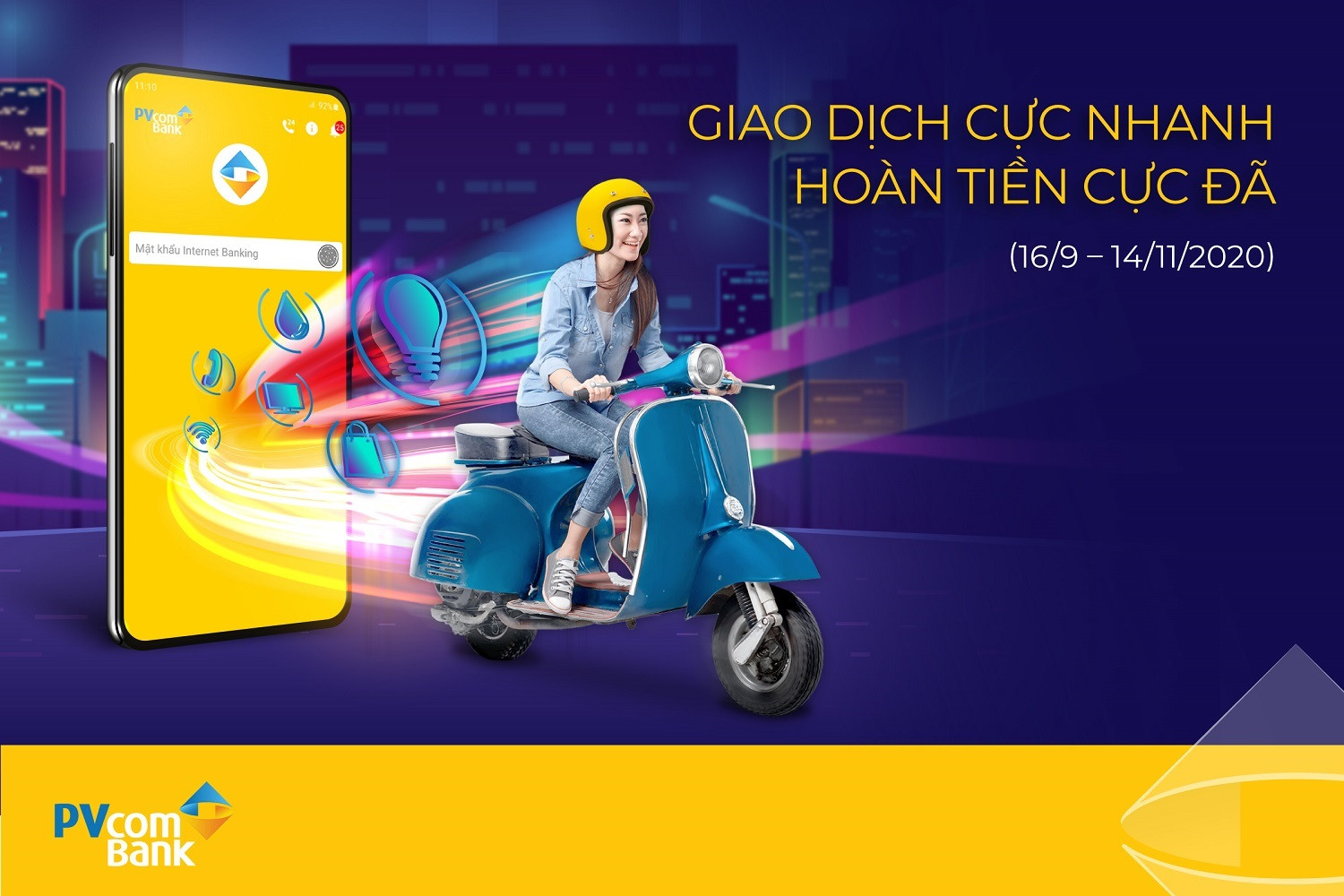 Hoàn tiền tới 10% giá trị giao dịch khi thanh toán qua kênh ngân hàng số.