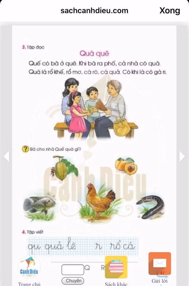 (Ảnh chụp màn hình bản điện tử sách Tiếng Việt 1 bộ Cánh Diều)