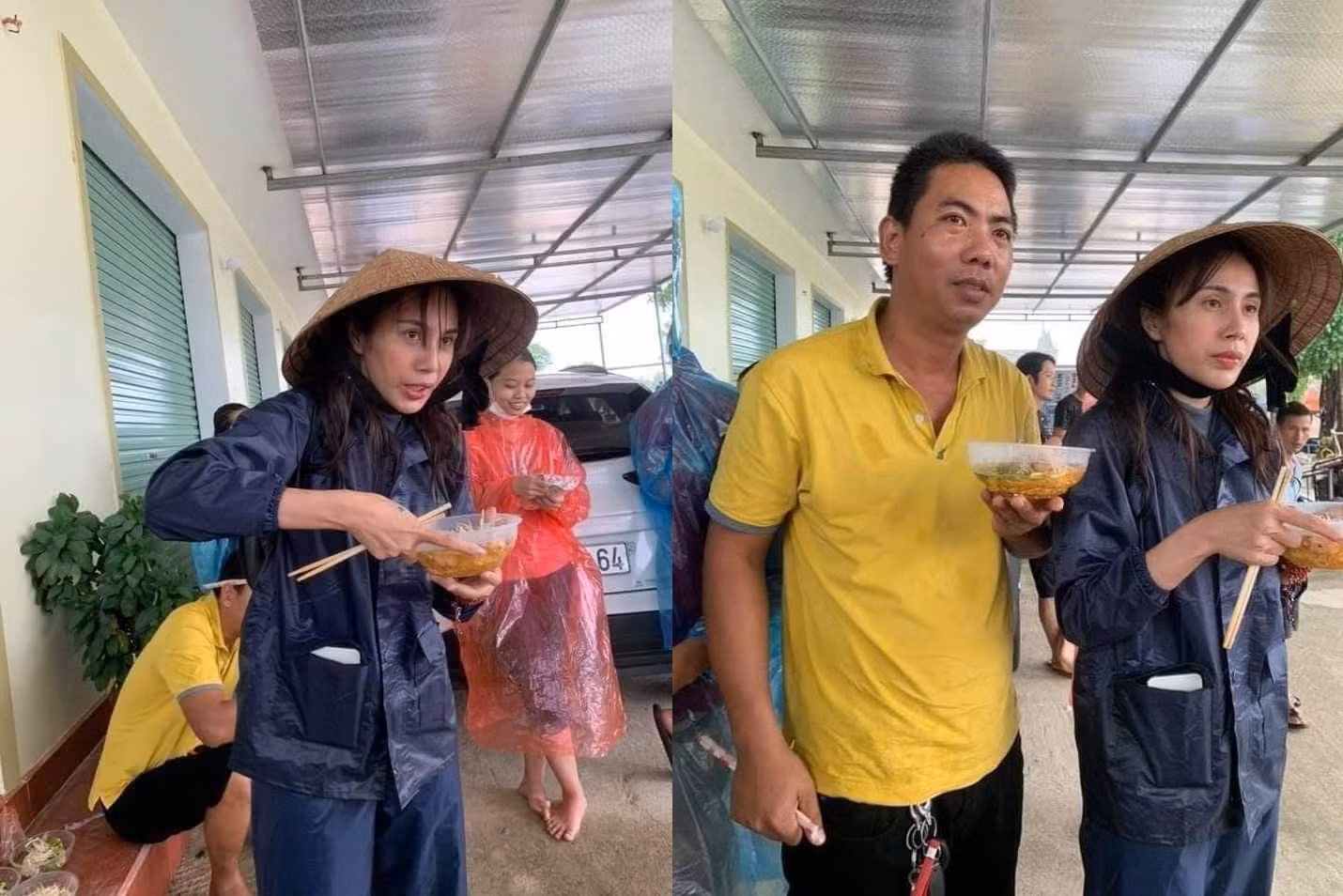 Bữa ăn “ngon” nhất của Thủy Tiên sau nhiều ngày lênh đênh cùng bà con vùng lũ. (Ảnh: giaoducthoidai.vn)