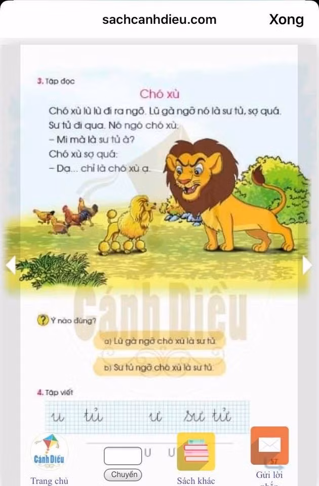 (Ảnh chụp màn hình bản điện tử sách Tiếng Việt 1 bộ Cánh Diều)