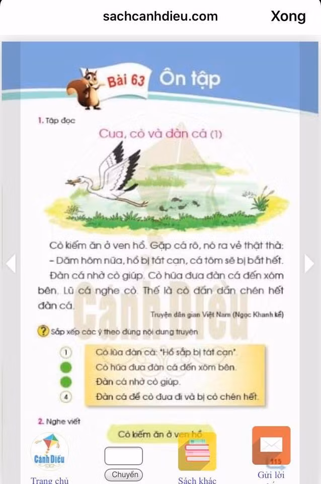 (Ảnh chụp màn hình sách Tiếng Việt 1 – bộ Cánh Diều)