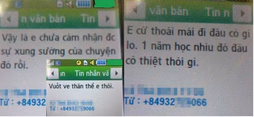 Một số tin nhắn do ông T.T.B gửi cho một nữ sinh ở trung tâm. Một số tin nhắn do ông T.T.B gửi cho một nữ sinh ở trung tâm.