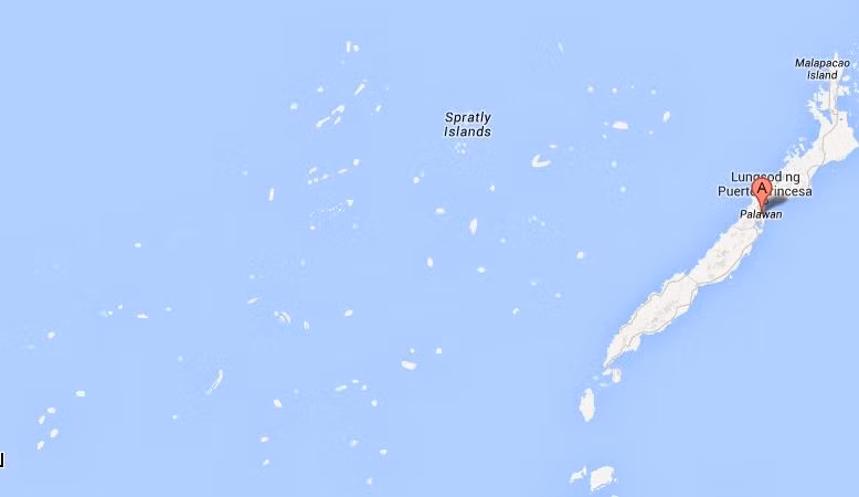 Đảo Palawan của Philippines nằm sát phía Đông quần đảo Trường Sa có tên quốc tế là Spratly Islands.