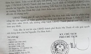 Quyết định điều động công tác đối với cô Nguyễn Thị Hoa Anh của Ủy ban nhân dân Thành phố Buôn Mê Thuột (Ảnh minh họa: laodong.vn).