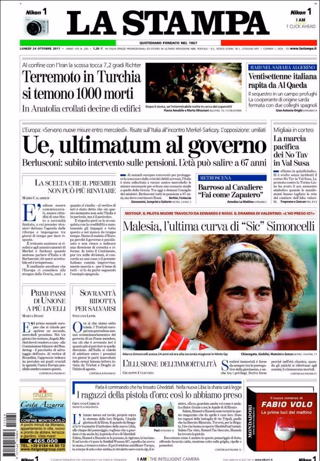 Chặng đua cuối của Simoncelli (La Stampa)