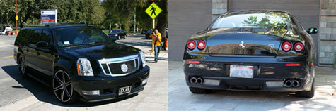 Beckham với hai chiếc Ferrari 599 GTB Fiorano và Cadillac.