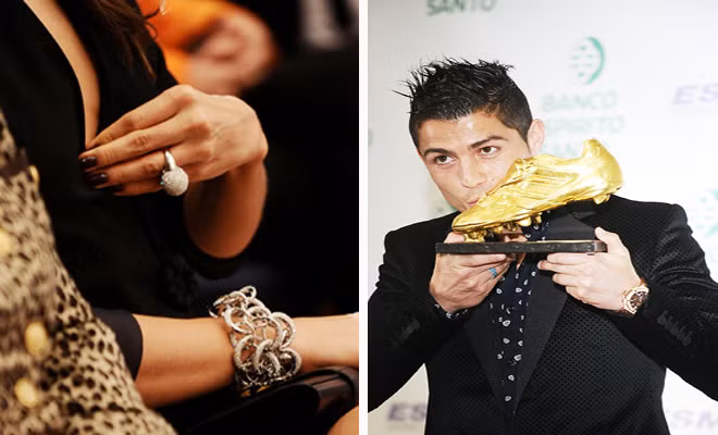 Ronaldo hôn Giày Vàng, Irina đeo nhẫn bạch kim.