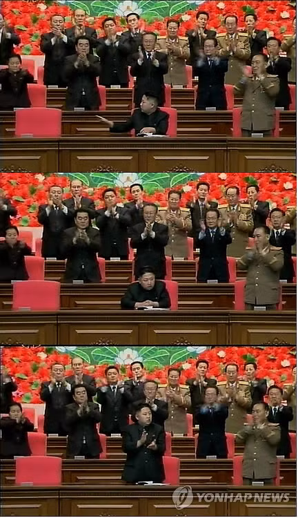 Nhà lãnh đạo Kim Jong-un tham gia Đại hội kỷ niệm 70 năm ngày sinh của nhà lãnh đạo Kim Jong-il tại Bình Nhưỡng hôm 16/2. Ảnh Yonhap/KCNA