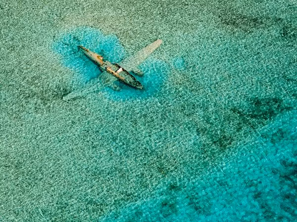 Chiếc máy bay Cessna C172 của băng nhóm buôn lậu ma túy đã bị rơi và bị bỏ lại tại quần đảo Bahamas từ ngày 15/11/1980. Ảnh Bjorn Moerman