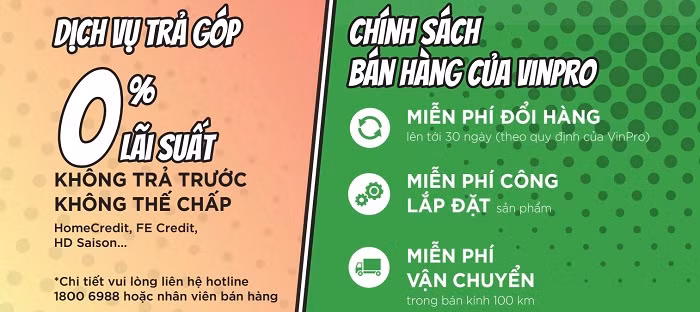 Dịch vụ trả góp 0% lãi suất.