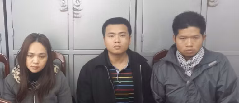 Các đối tượng Minh, Quang, Long tại cơ quan điều tra.