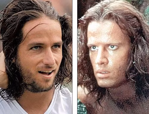 Feliciano Lopez và diễn viên thủ vai người rừng Tarzan, Christopher Lambert.