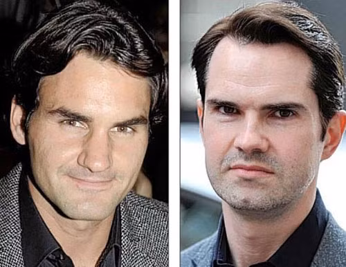 Ferderer và diễn viên hài Jimmy Carr như anh em sinh đôi.