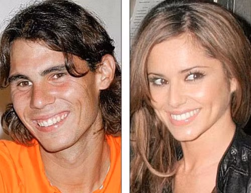 Nụ cười của tay vợt nổi tiếng Nadal và ca sĩ Cheryl Cole chẳng khác nhau là mấy.