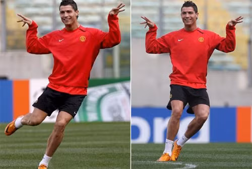 Ronaldo và vũ điệu hài hước trên sân tập.