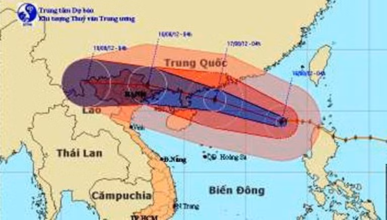 Trung tâm dự báo khí tượng thủy văn Trung ương cho biết hồi 4 sáng giờ ngày 16/8, vị trí tâm bão ở vào khoảng 19,1 độ Vĩ Bắc; 117,9 độ Kinh Đông. Dự báo trong 24 giờ tới, bão di chuyển theo hướng giữa Tây và Tây Tây Bắc, mỗi giờ đi được khoảng 20 - 25km và còn có khả năng mạnh thêm. Đến 4 giờ ngày 17/8, vị trí tâm bão ở vào khoảng 20,9 độ Vĩ Bắc; 112,5 độ Kinh Đông, cách Móng Cái (Quảng Ninh) khoảng 500km về phía Đông Đông Nam. Sức gió mạnh nhất vùng gần tâm bão mạnh cấp 12 (tức là từ 118 đến 133 km một giờ), giật cấp 13, cấp 14. Trong khoảng 24 đến 48 giờ tiếp theo, bão di chuyển theo hướng giữa Tây và Tây Tây Bắc, mỗi giờ đi được khoảng 20 - 25 km, đi dọc ven biển phía Nam tỉnh Quảng Tây (Trung Quốc). Ở các tỉnh Bắc Bộ từ chiều và đêm mai có mưa vừa, mưa to đến rất to.