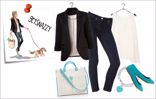 Đen - trắng và jeans - sành điệu như một quý cô thượng lưu.