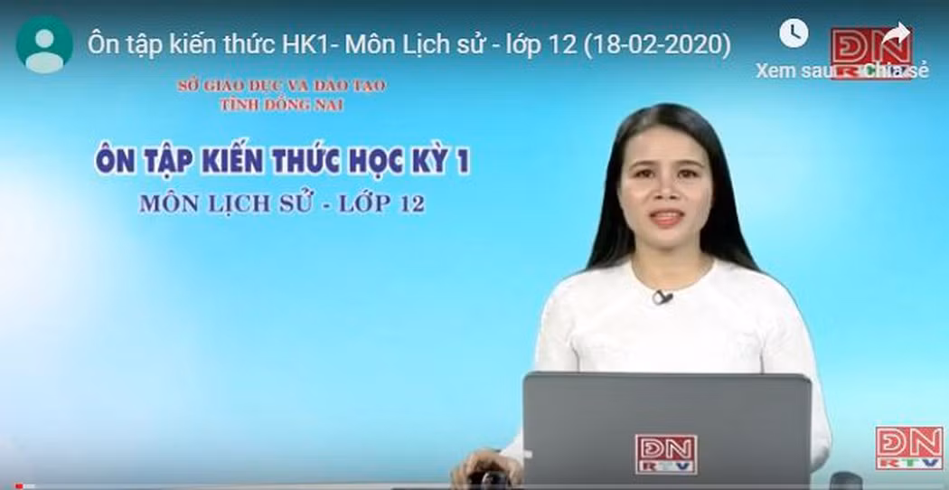 Dạy học trên truyền hình đặc biệt trong thời điểm học sinh nghỉ học phòng tránh dịch Covid-19 cần được nhân rộng. Ảnh: Chụp màn hình truyền hình Đồng Nai.