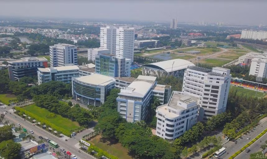 Trụ sở chính Trường Đại học Tôn Đức Thắng nhìn từ trên cao, ảnh do nhà trường cung cấp.