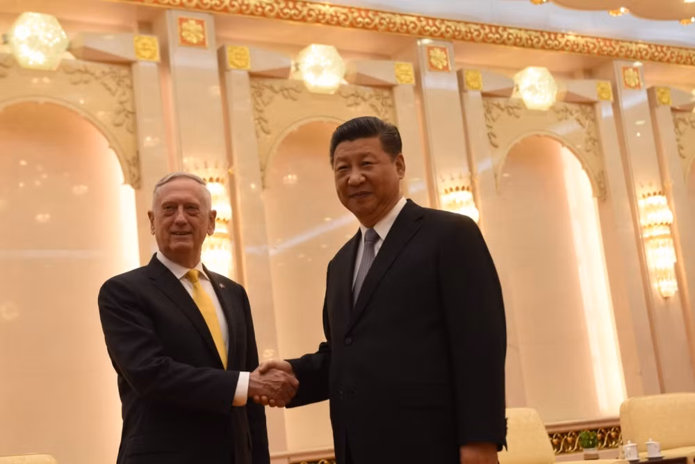 Bộ trưởng Quốc phòng Mỹ James Mattis và Chủ tịch Trung Quốc Tập Cận Bình, ảnh: DVIDS. Bộ trưởng Quốc phòng Mỹ James Mattis và Chủ tịch Trung Quốc Tập Cận Bình, ảnh: DVIDS.