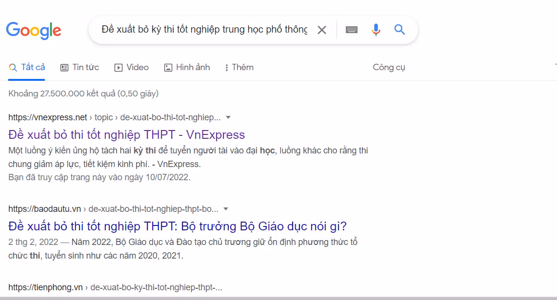 Kết quả tìm kiếm trên Google. Ảnh: Sơn Quang Huyến Kết quả tìm kiếm trên Google. Ảnh: Sơn Quang Huyến