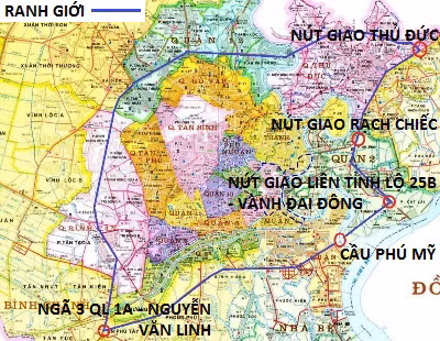 Khu vực áp dụng thí điểm hiện nay ở TPHCM (bên trong ranh màu xanh)
