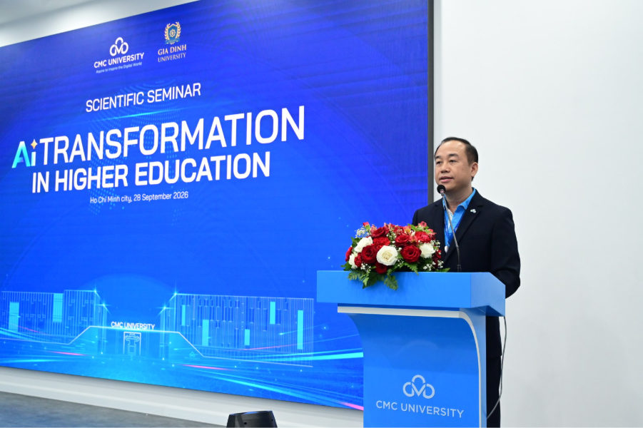 Phó Giáo sư, Tiến sĩ Nguyễn Thanh Tùng - Hiệu trưởng Trường Đại học CMC phát biểu tại sự kiện