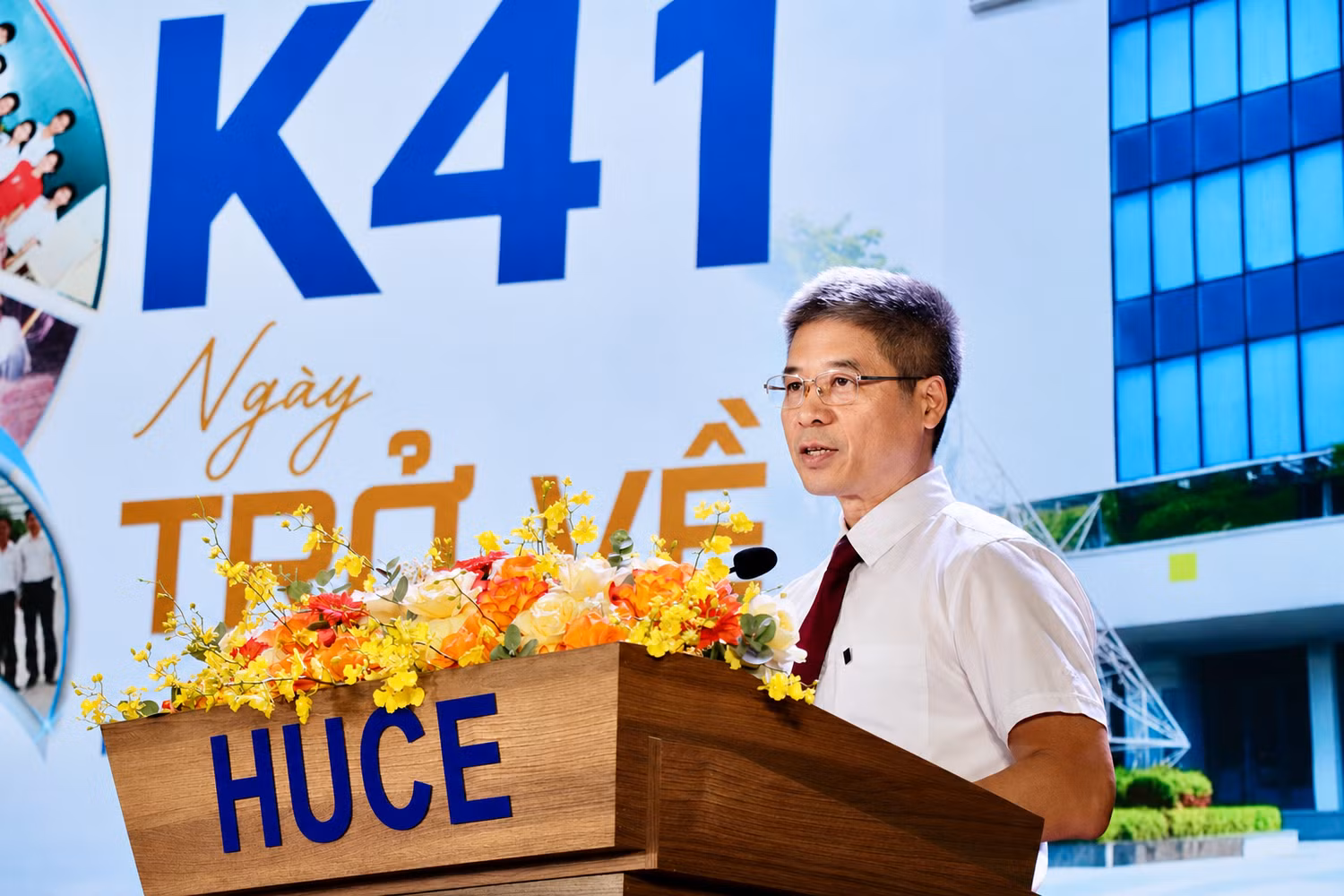 PGS.TS, Nhà giáo Ưu tú Hoàng Tùng - Hiệu trưởng Trường Đại học Xây dựng Hà Nội phát biểu tại ngày hội khóa K41. Ảnh: Doãn Nhàn