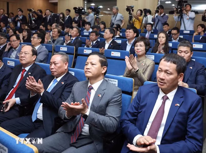 Các đại biểu tham dự buổi phát biểu chính sách của Tổng Bí thư Tô Lâm tại Đại học Yonsei. Ảnh: Thống Nhất/TTXVN